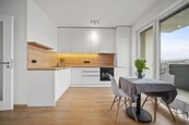 Pronájem nového bytu 1+kk (38,5 m2) + balkon (11 m2) a garážové stání, Praha - Modřany, cena 21000 CZK / objekt / měsíc, nabízí 